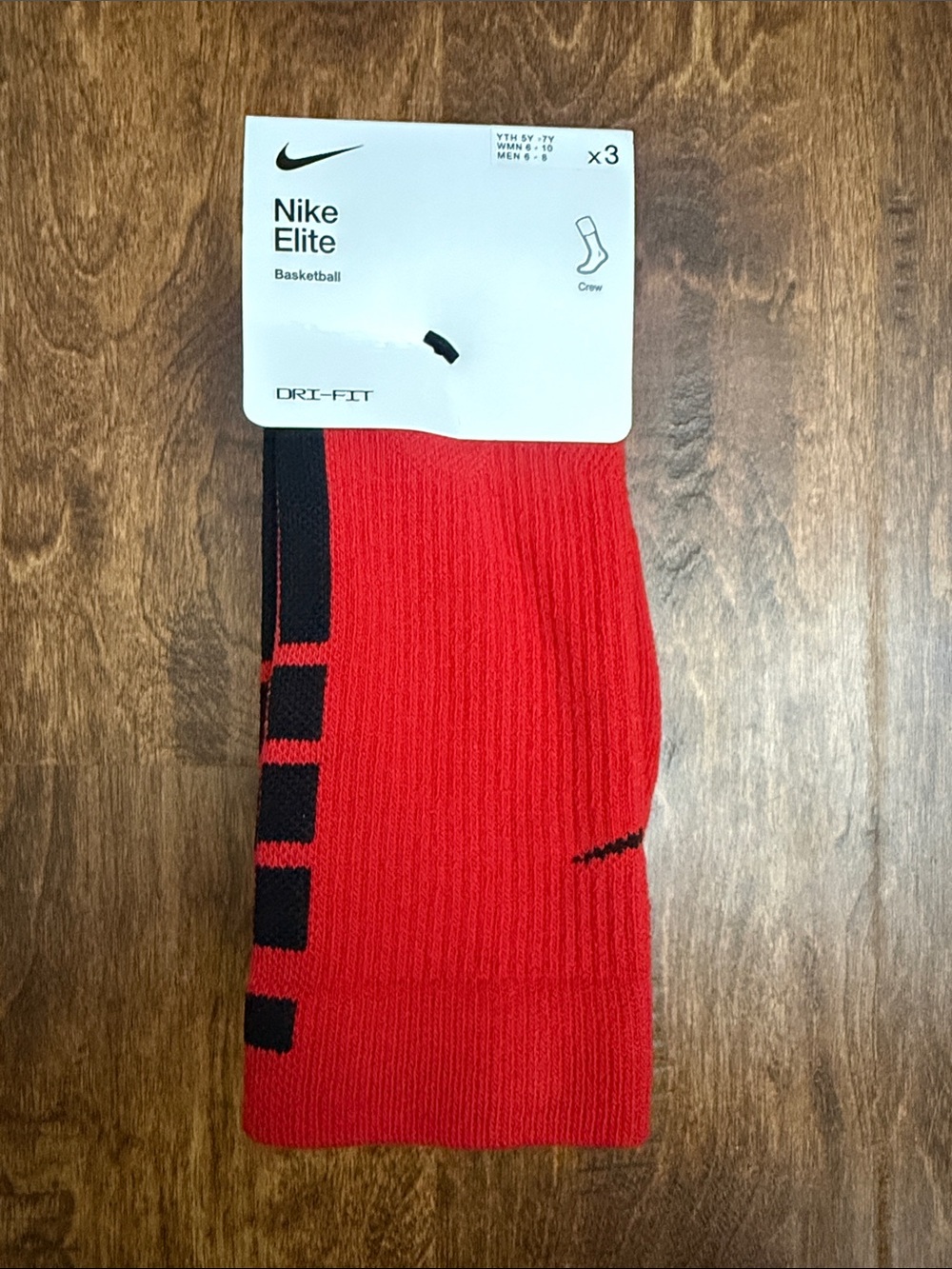 Nike Red and Black Elite Dri-FIT Crew Athletic Socks